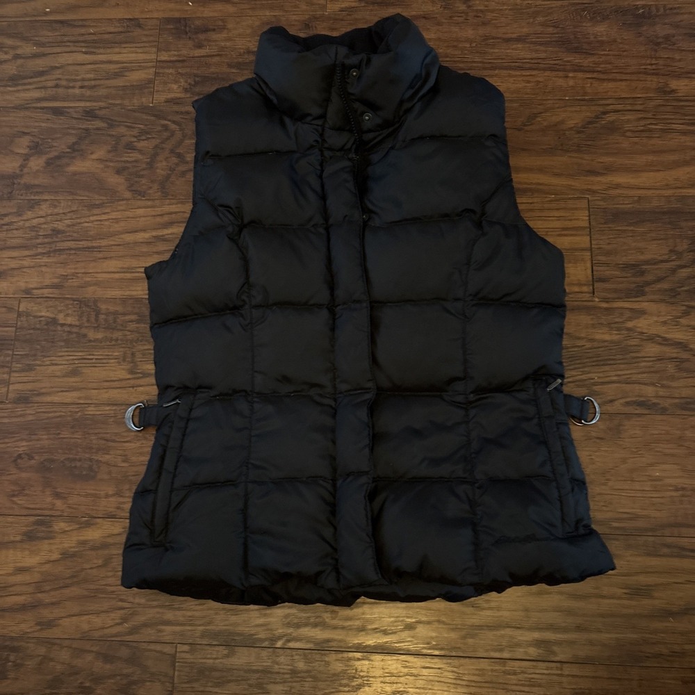 Eddie Bauer Goose Down  Puffer Vest Women's Size Medium Black Zipper Pockets